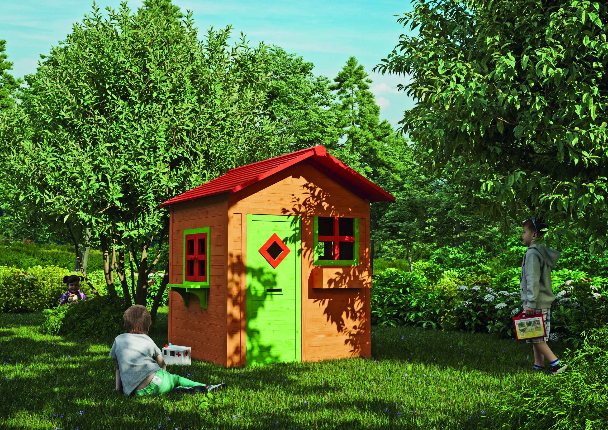 Kinderspielhaus Totte 133x149x158 cm, Bausatz, kartonverpackt VE = 000, farbvorbehandelt – Bild 2