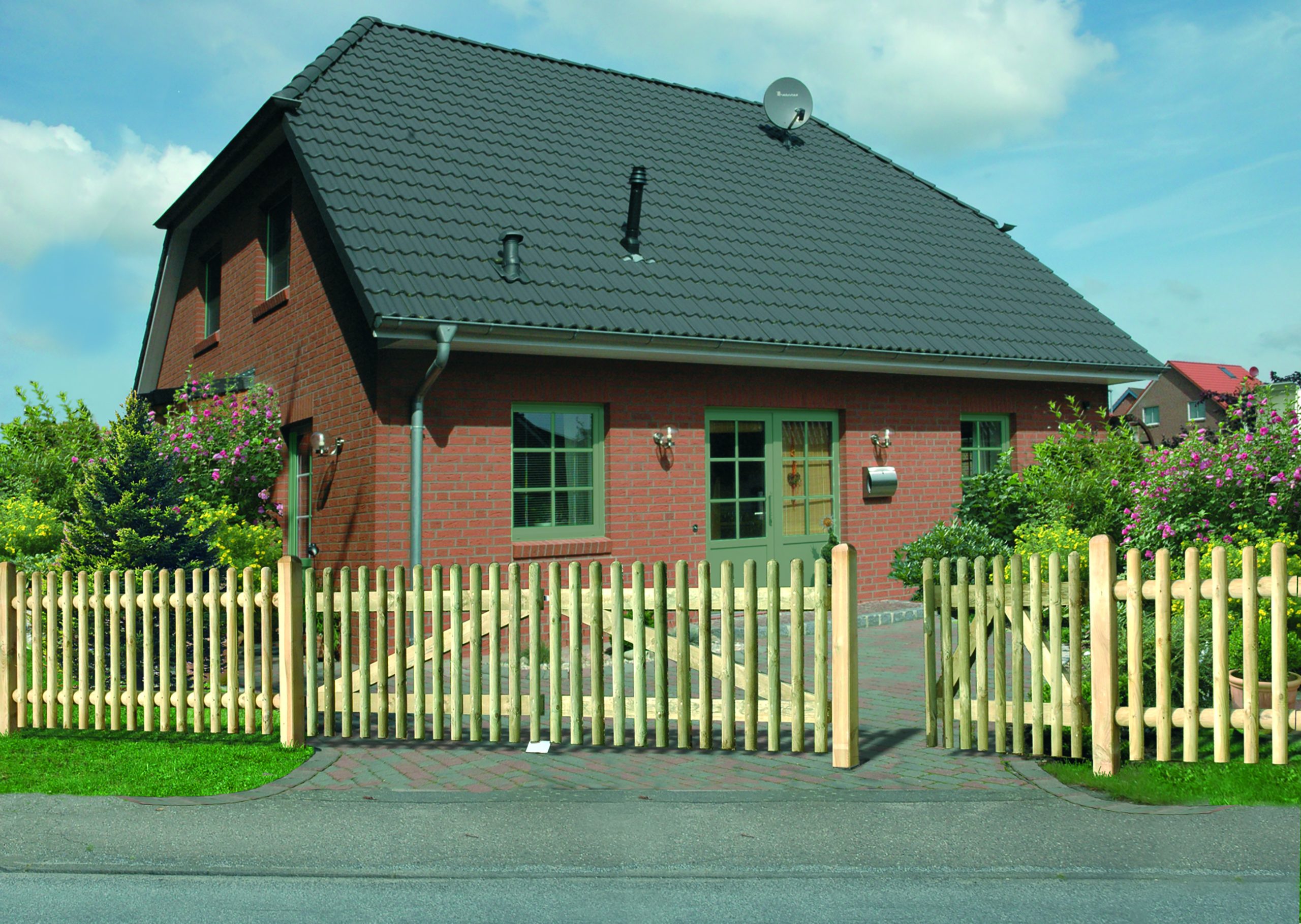 Staketenzaun >60< classic gerade 100 x 100 cm Pforte VE = 000 – Bild 2