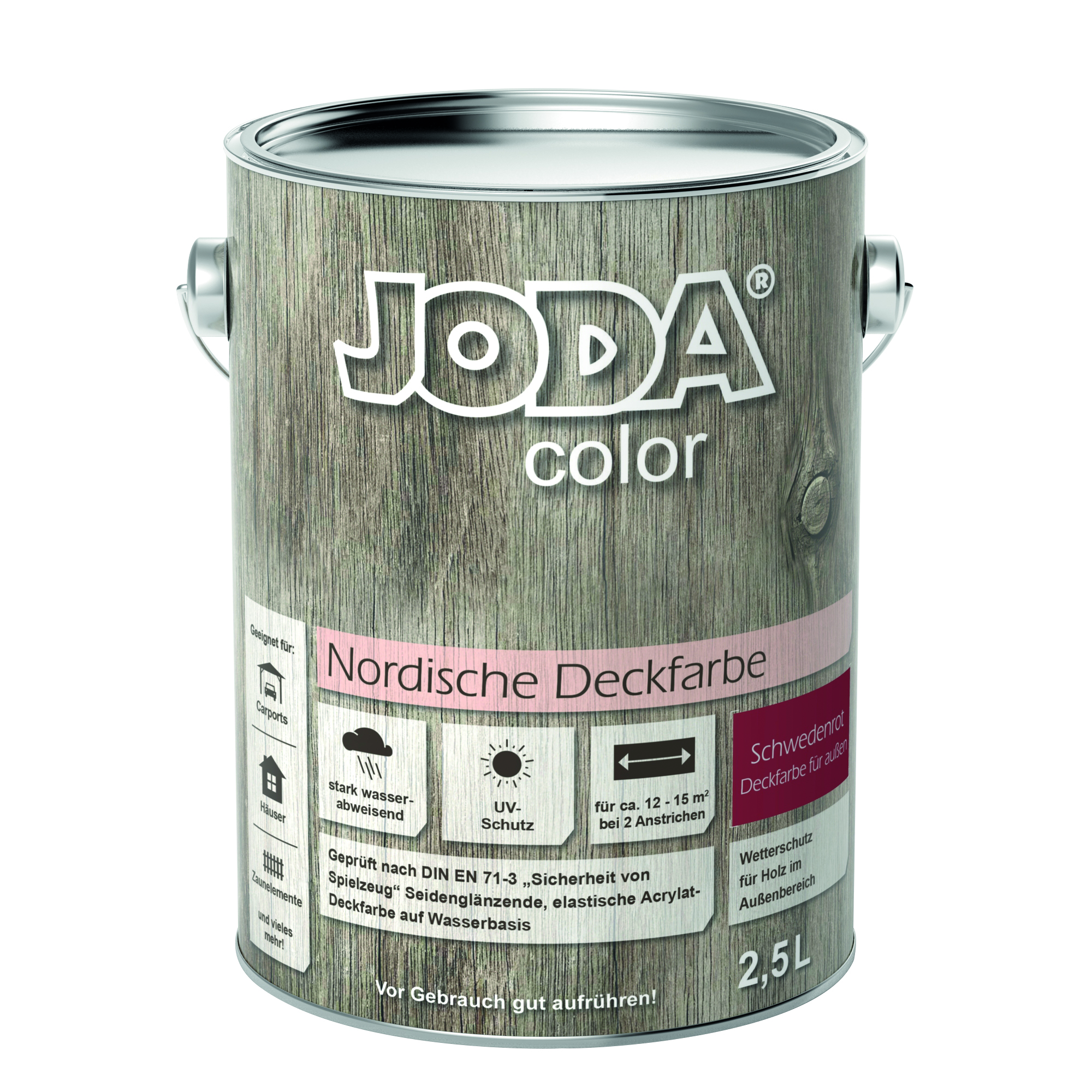 Joda®color Nordische Deckfarbe 2,5 l Schwedenrot RAL 3011 VE = 004