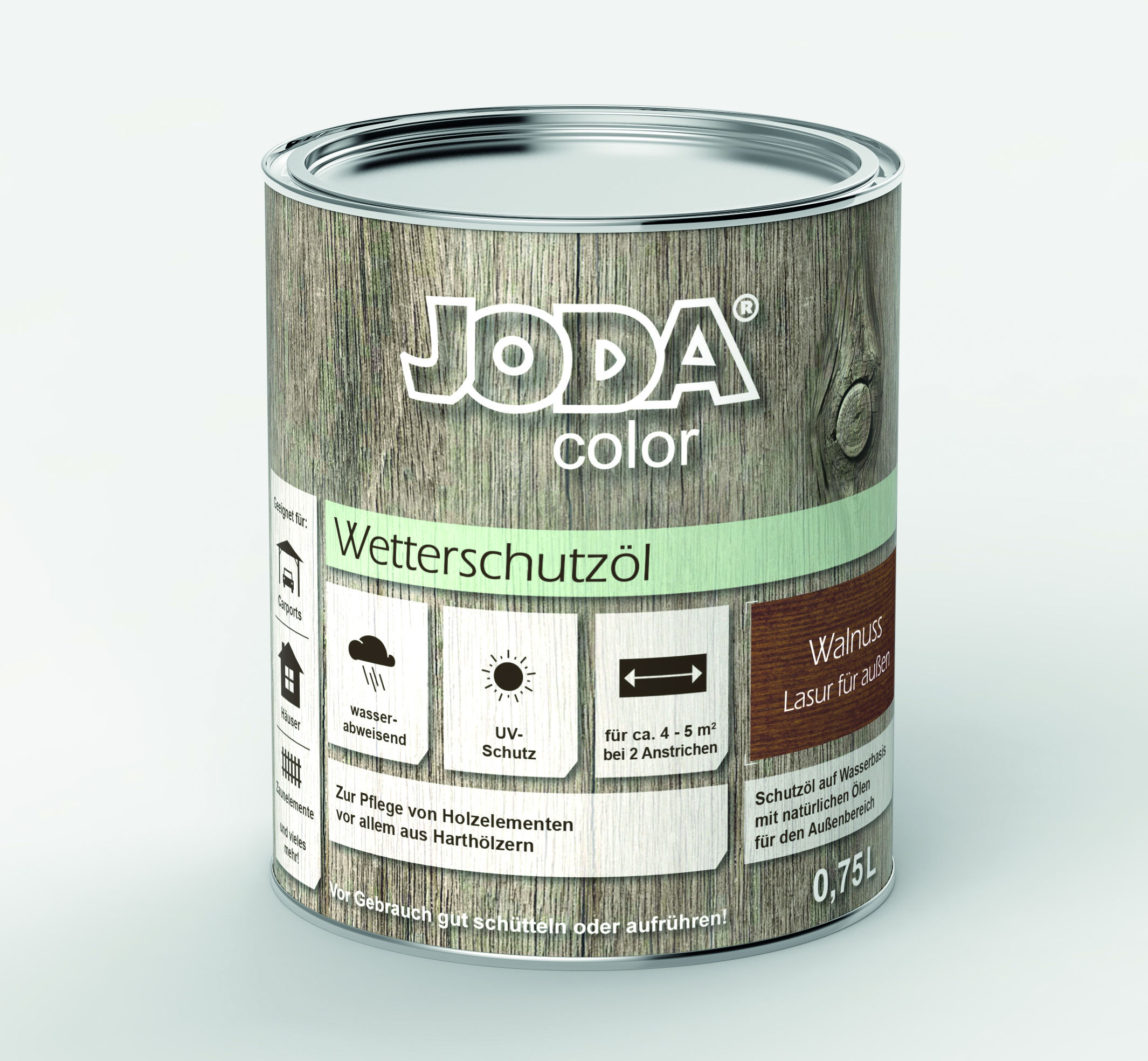 Joda®color Wetterschutzöl 0,75 l Platin (ähnlich RAL 7024) VE = 006
