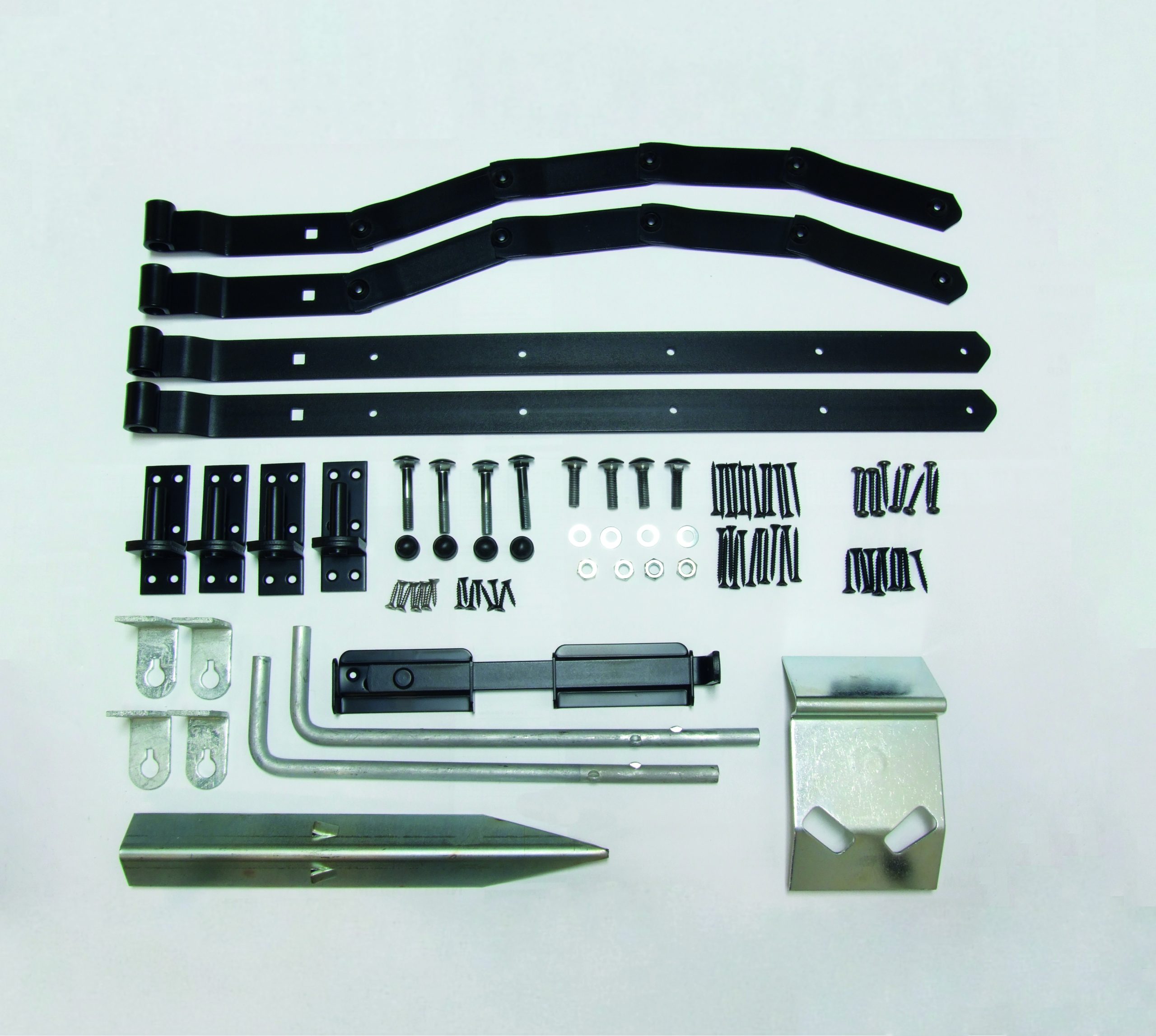 Beschlag Doppeltor mit gebogenem Riegel schwarz verzinkt (Paket Nr. 4B) VE = 000