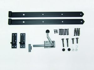Beschlag Einzeltor mit geradem Riegel schwarz verzinkt (Paket Nr. 1B) VE = 000