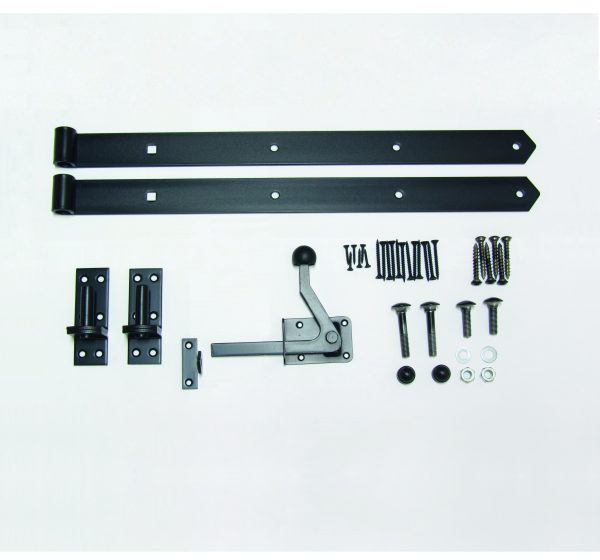 Beschlag Einzeltor mit geradem Riegel schwarz verzinkt (Paket Nr. 1B) VE = 000