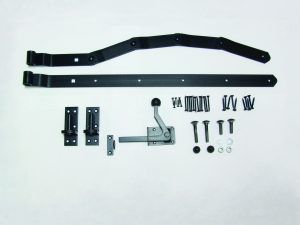 Beschlag Einzeltor mit gebogenem Riegel schwarz verzinkt (Paket Nr. 3B) VE = 000