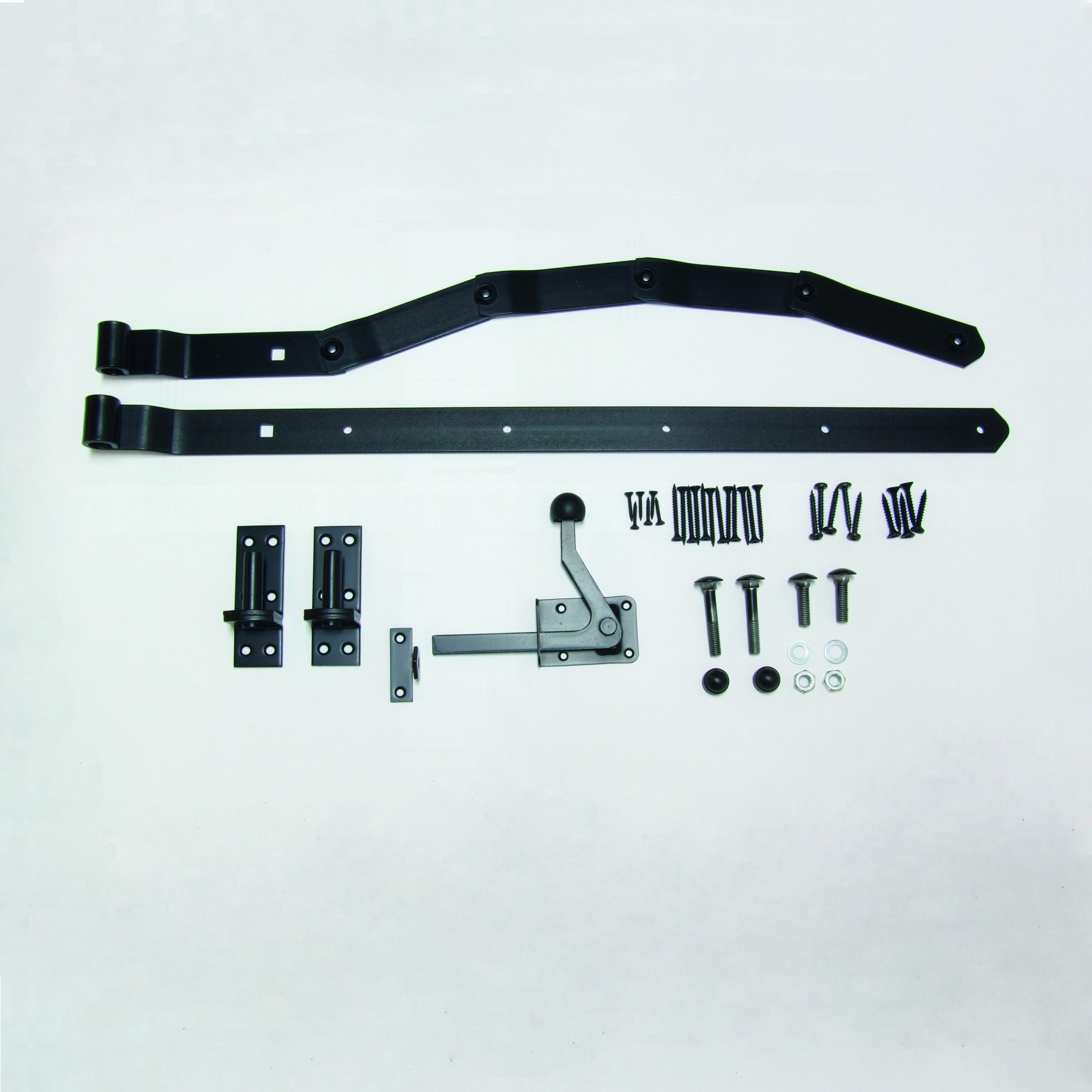 Beschlag Einzeltor mit gebogenem Riegel schwarz verzinkt (Paket Nr. 3B) VE = 000