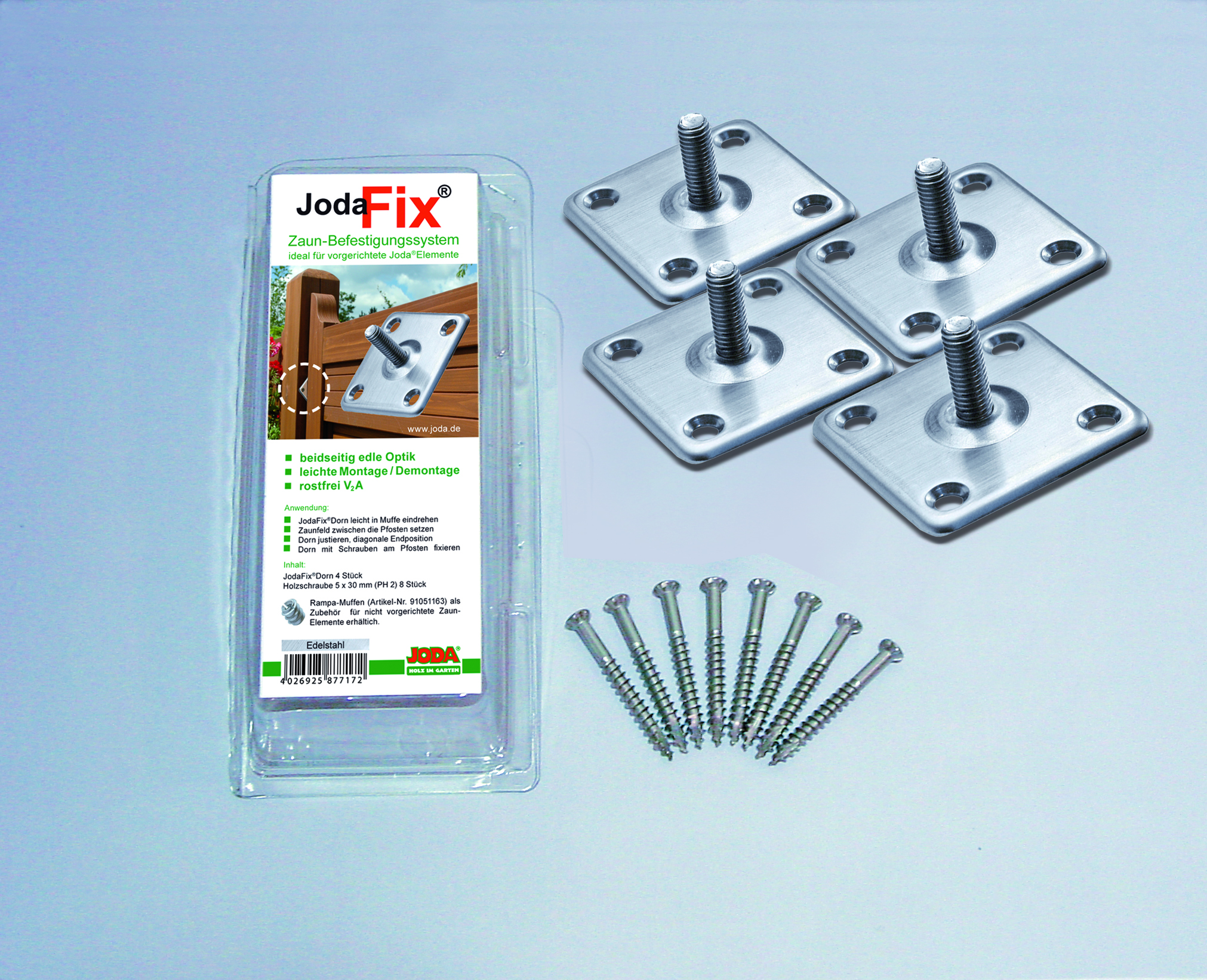 JodaFix® Edelstahl, silber 4 Stück im Blister (neue Version) VE = 040