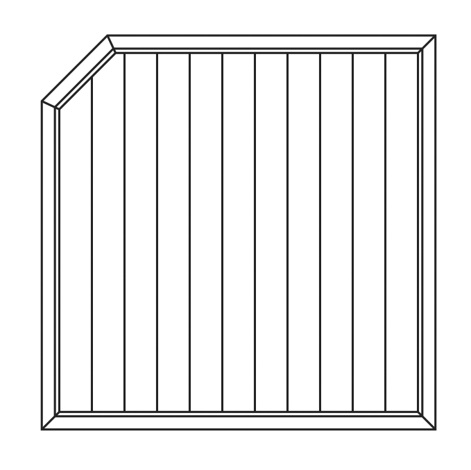 JODA Exklusiv Dichtelement dekor 180x180/150 cm abgeschrägt links Pflegeleicht aus langlebigem Fenster-PVC