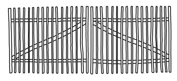 Haselnuss Doppeltor Lattenabstand 3-4 cm 300 x 120 cm, inkl. Beschlag VE = 003 – Bild 2
