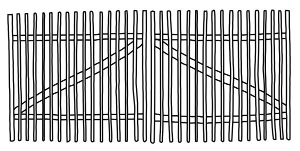 Haselnuss Doppeltor Lattenabstand 3-4 cm 300 x 150 cm, inkl. Beschlag VE = 003 – Bild 2