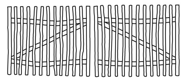 Haselnuss Doppeltor Lattenabstand 7-8 cm 300 x 150 cm, inkl. Beschlag VE = 003 – Bild 3