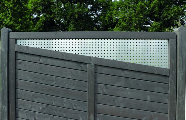 Lancy Sichtschutz, Fichte granit 180 x 180 cm, mit Alu-Lochblech VE = 012 – Bild 5