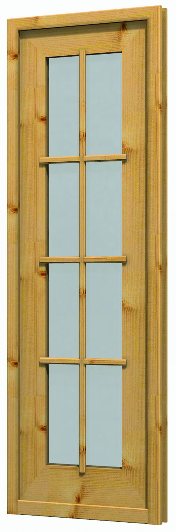 JODA Premium Blockhausfenster FE 37/45 mm BB / 56 x 190 cm Fichte naturbelassen / ISO-Glas
