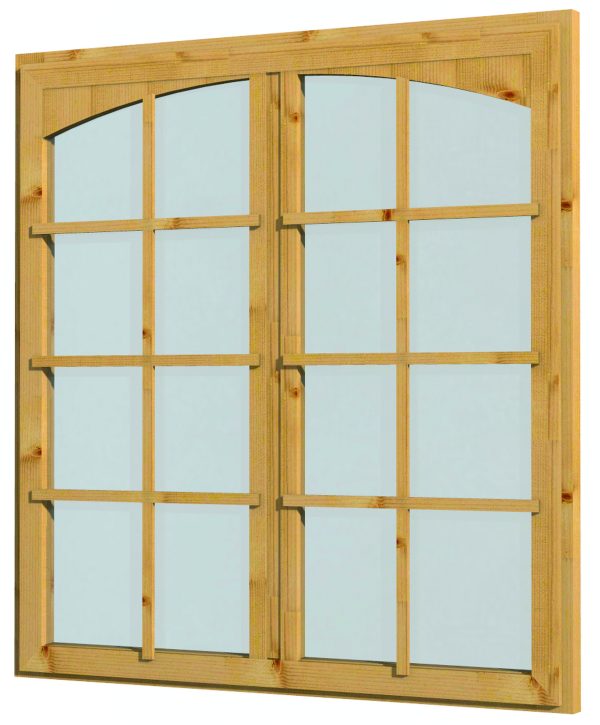 JODA Pavillonfenster 133x141 cm für 28 mm Wandbohle, Dreh-Doppelflügel nach außen öffnend