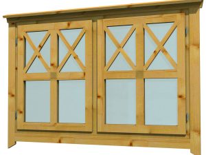 JODA Schwedenhaus-Doppelfenster 150x93cm für 28 mm Wandbohle, Dreh-Doppelflügel nach außen öffnend