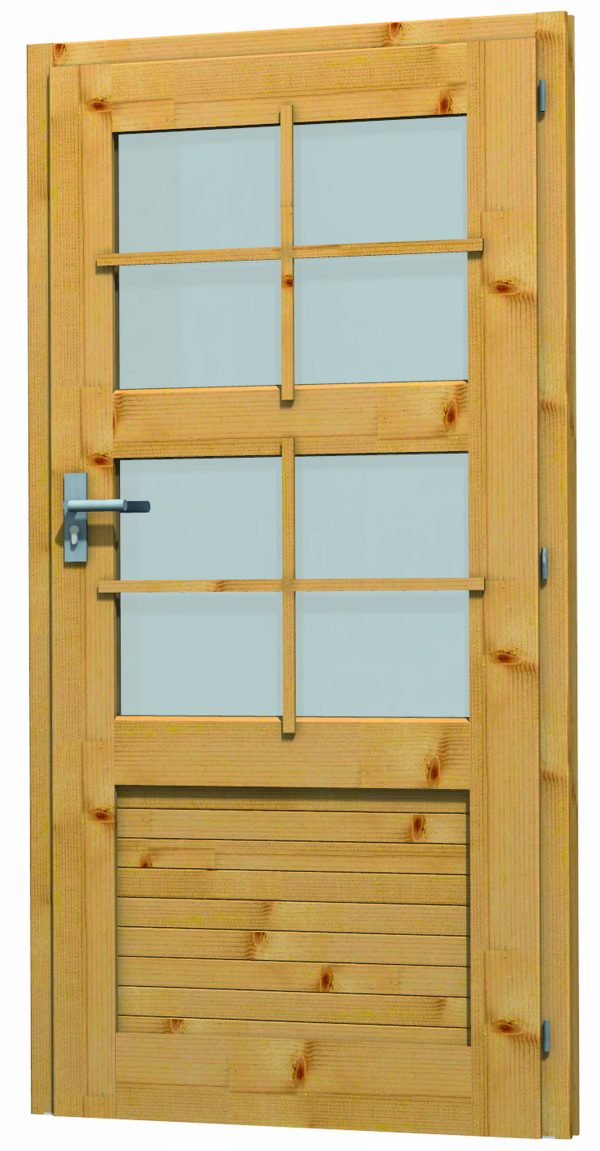 JODA Blockhaustür T 1 Eco-3 90x180 cm für 28 mm Wandbohle, DIN Re 2/3 Glas