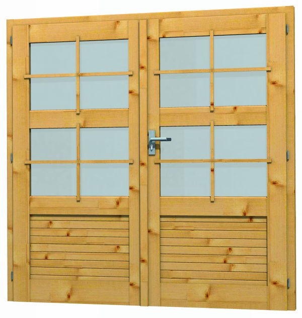 JODA Blockhaustür T 2 Eco-2 180x180 cm für 28 mm Wandbohle, DIN Re 2/3 Glas