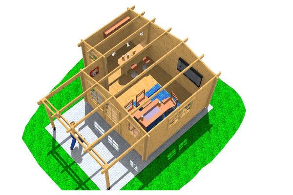 Blockhaus Partyhaus "Ranch", 28 mm 470 x 550 cm – Bild 8