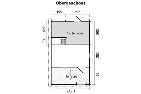 Blockhaus "Weekend V"+Terrasse, 45 mm 495 x 714 cm Dachaußenmaß – Bild 5