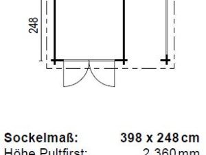 Blockhaus Bungalow Plus Pultdach 28 mm 248 x 248 cm + SD 150 cm
