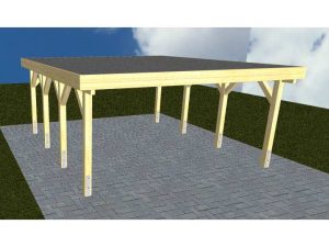 JODA Carport Burg KF Classic Holzblende, Flachdach mit EPDM Folie