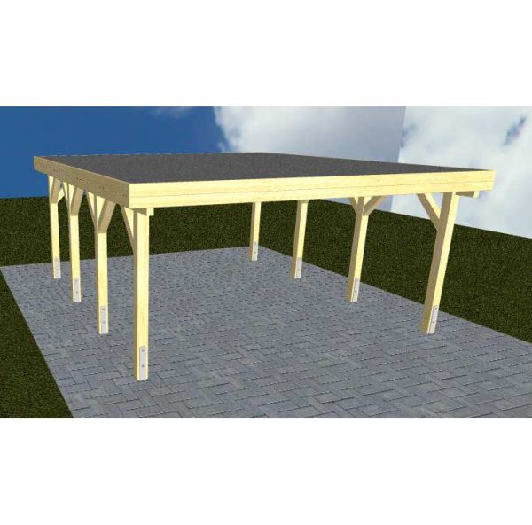 JODA Carport Burg KF Classic Holzblende, Flachdach mit EPDM Folie