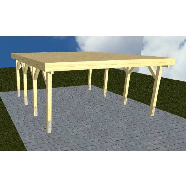 JODA Carport Burg KG Classic Holzblende, Flachdach vorb.f. Gründach