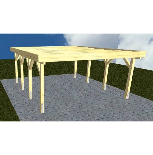 JODA Carport Burg KO Classic Holzblende, Flachdach ohne Bedachung