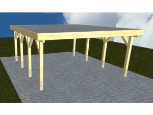 JODA Carport Burg KT Classic Holzblende, Flachdach mit Stahl-Trapezplatten Antikondens