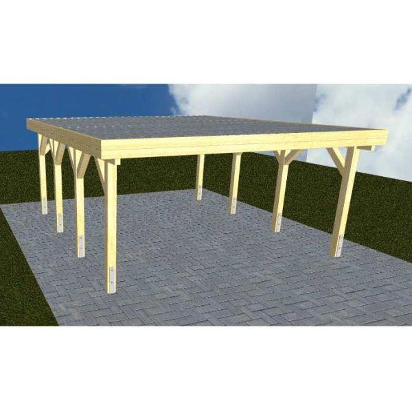 JODA Carport Burg KT Classic Holzblende, Flachdach mit Stahl-Trapezplatten Antikondens