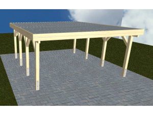 JODA Carport Burg KT Master Holzblende, Flachdach mit Stahl-Trapezplatten Antikondens