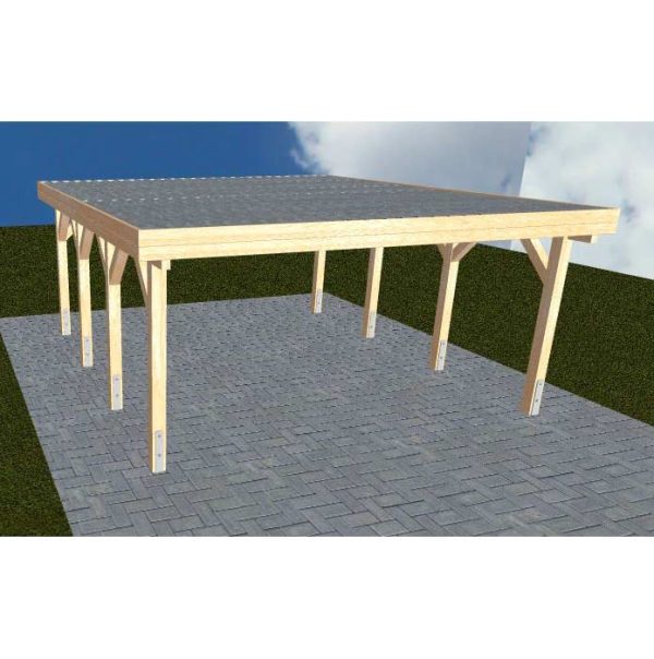 JODA Carport Burg KT Perfect Holzblende, Flachdach mit Stahl-Trapezplatten Antikondens