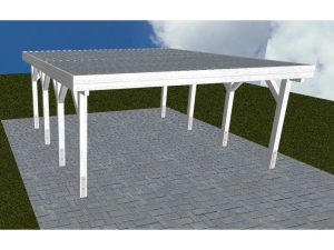 JODA Carport Burg KT Select Holzblende, Flachdach mit Stahl-Trapezplatten Antikondens