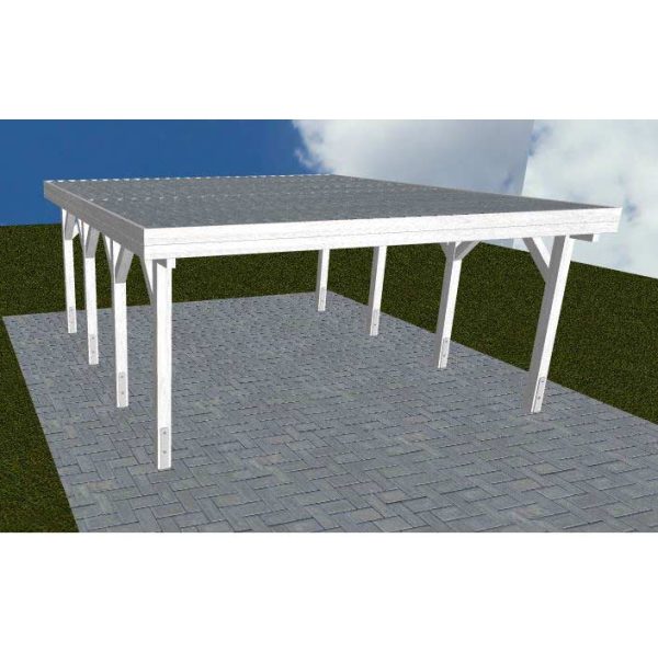 JODA Carport Burg KT Select Holzblende, Flachdach mit Stahl-Trapezplatten Antikondens