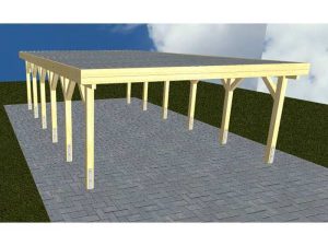 JODA Carport Burg LG Classic Holzblende, Flachdach vorb.f. Gründach