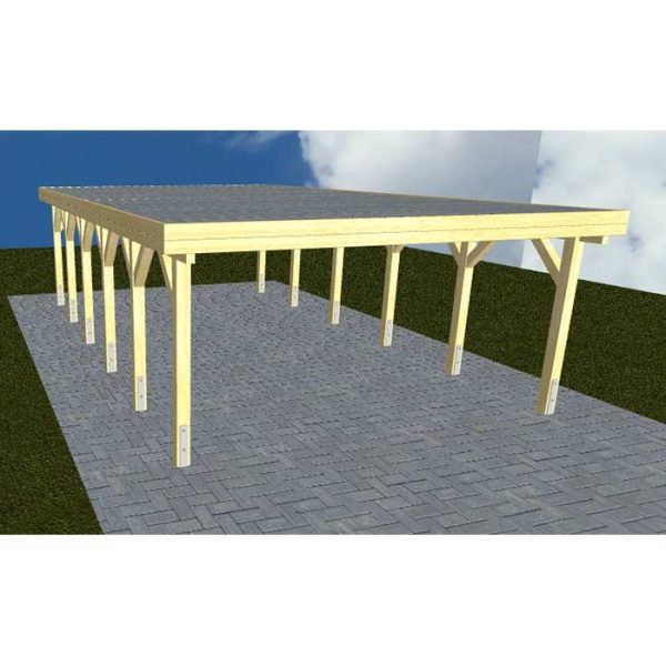 JODA Carport Burg LG Classic Holzblende, Flachdach vorb.f. Gründach