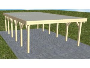 JODA Carport Burg LT Master Holzblende, Flachdach mit Stahl-Trapezplatten Antikondens