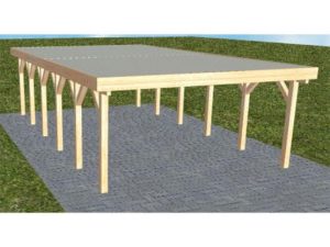 JODA Carport Burg LT Perfect Holzblende, Flachdach mit Stahl-Trapezplatten Antikondens