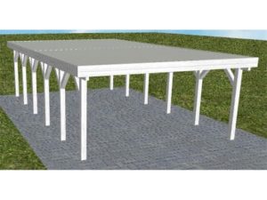 JODA Carport Burg LT Select Holzblende, Flachdach mit Stahl-Trapezplatten Antikondens