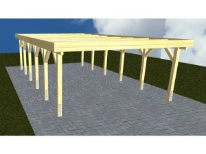 JODA Carport Burg LO Classic Holzblende, Flachdach ohne Bedachung