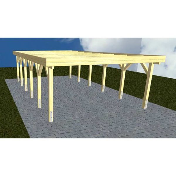 JODA Carport Burg LO Classic Holzblende, Flachdach ohne Bedachung