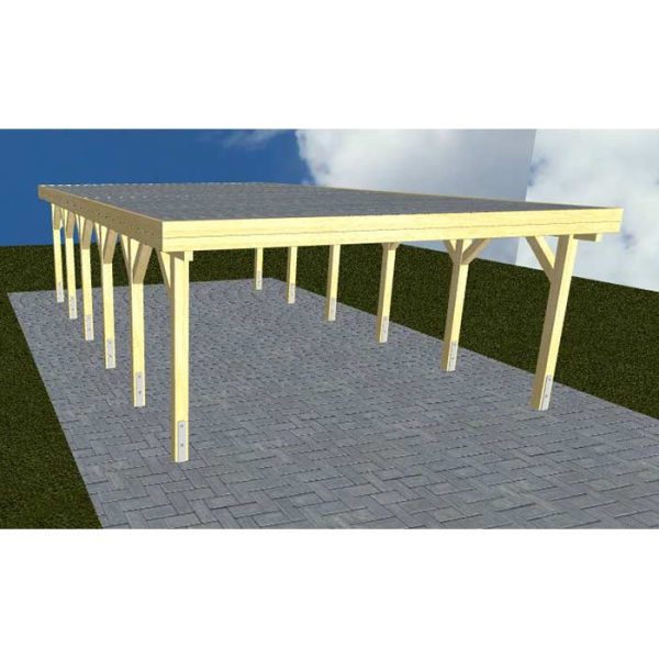 JODA Carport Burg LT Classic Holzblende, Flachdach mit Stahl-Trapezplatten Antikondens