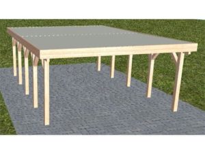 JODA Carport Burg MT Natur Holzblende, Flachdach mit Stahl-Trapezplatten Antikondens