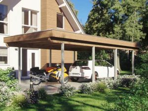 JODA Carport Flensburg 405 LT Master Holzblende,Flachdach Stahl-Trapezplatten Antikondens