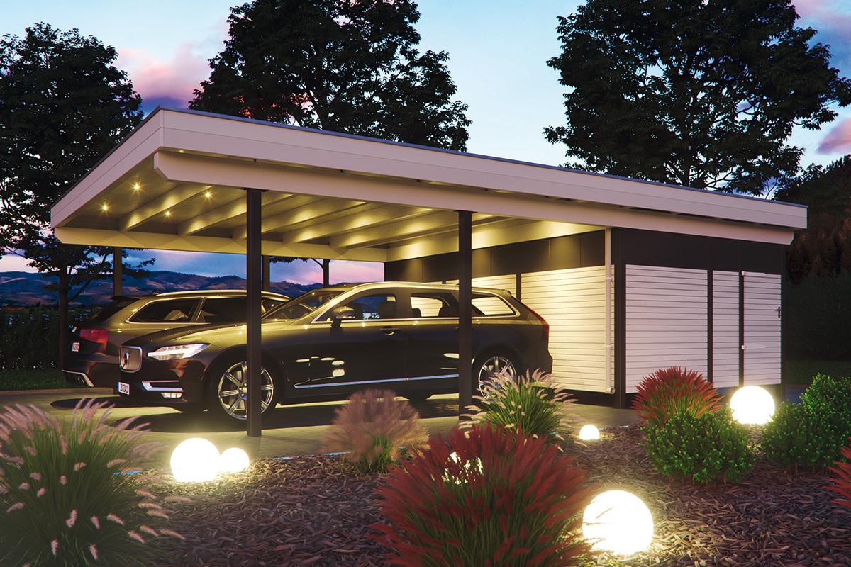 JODA Carport Freiburg 605 KF Select Holzblende,Flachdach EPDM-Folie – Bild 2