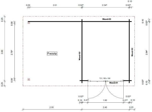Blockhaus Nordby 28 mm mit SD Nordby Pultdach 240 x 300 cm – Bild 6