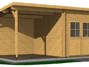 Blockhaus Nordby 28 mm mit SD Nordby Pultdach 240 x 300 cm