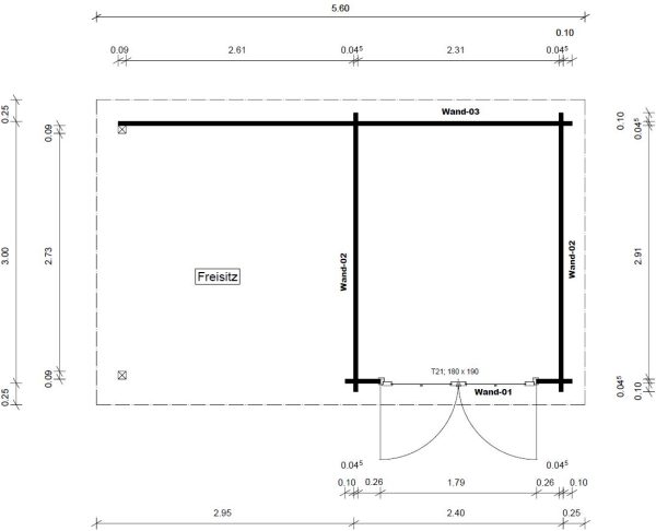 Blockhaus Nordby 45 mm mit SD Nordby Pultdach 240 x 300 cm – Bild 4
