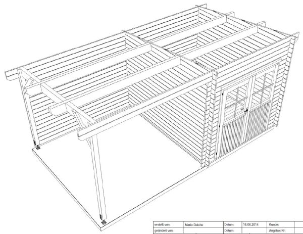 Blockhaus Nordby 28 mm mit SD Nordby Pultdach 240 x 300 cm – Bild 8