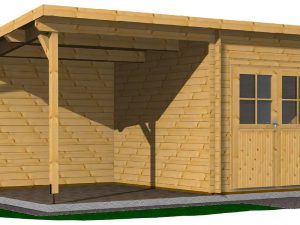 Blockhaus Nordby 45 mm mit SD Nordby Pultdach 240 x 300 cm