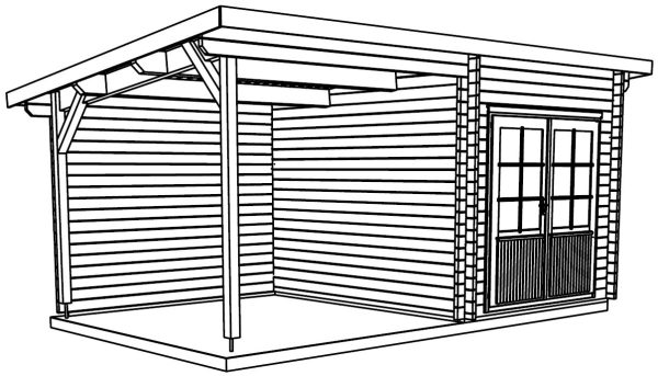 Blockhaus Nordby 45 mm mit SD Nordby Pultdach 240 x 300 cm – Bild 5